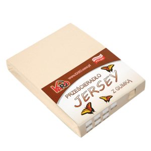 Prześcieradło jersey z gumką 80×200 beżowe jasne 008 KARO 97844 Prześcieradło jersey z gumką 80×200 beżowe jasne 008 KARO 97844