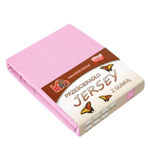 Prześcieradło jersey z gumką 80×200 różowe jasne 018 KARO 97727 Prześcieradło jersey z gumką 80×200 różowe jasne 018 KARO 97727