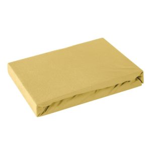 Prześcieradło jersey z gumką 90×200 musztardowe 125 g/m2 84777 Prześcieradło jersey z gumką 90×200 musztardowe 125 g/m2 84777