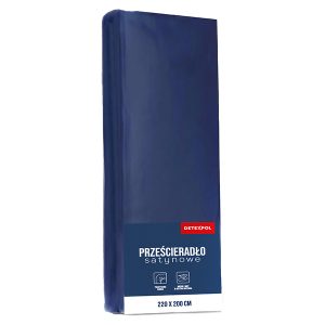 Prześcieradło microsatyna z gumką 220×200 cm granatowe 809648 Prześcieradło microsatyna z gumką 220×200 cm granatowe 809648