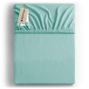 Prześcieradło na gumce AMBER jersey 140×200 błękitne DecoKing 957896 Prześcieradło na gumce AMBER jersey 140×200 błękitne DecoKing 957896