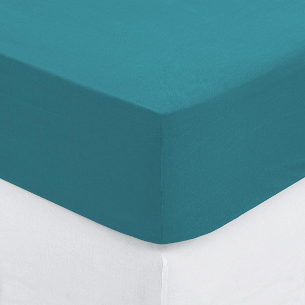 PRZEŚCIERADŁO Z GUMKĄ 90x190cm zakładka 30cm BAWEŁNA turkus 510356