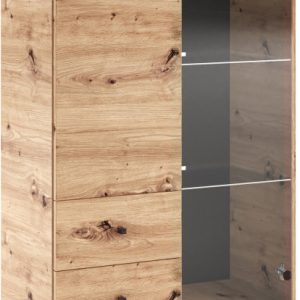 Przeszklona witryna 80 cm do salonu z szufladami ERIS dąb artisan 995235 Przeszklona witryna 80 cm do salonu z szufladami ERIS dąb artisan 995235
