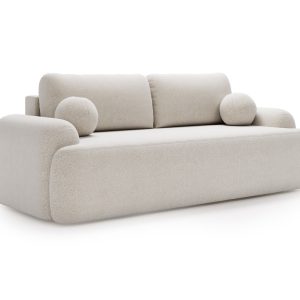 Przytulna biała sofa CLOUDY w tkaninie baranek kanapa z funkcją spania 847159 Przytulna biała sofa CLOUDY w tkaninie baranek kanapa z funkcją spania 847159