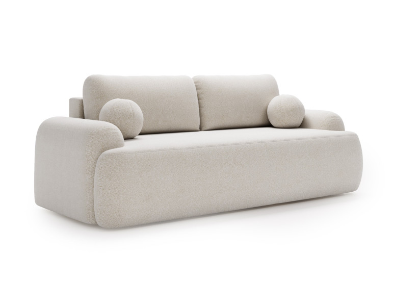 Przytulna biała sofa CLOUDY w tkaninie baranek kanapa z funkcją spania 847159