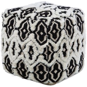 Puf boho 45 x 45 cm kwadrat czarno-biały 60472 Puf boho 45 x 45 cm kwadrat czarno-biały 60472