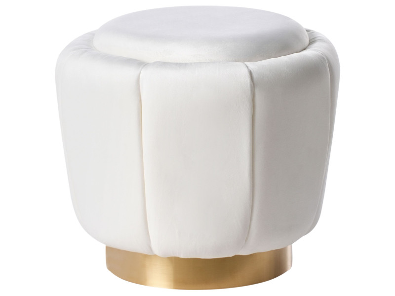 Puf IRVING Welur Biały 43 cm 727751