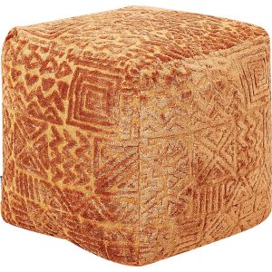 Puf kwadratowy podnóżek wzór wiskoza złoty brąz 169582 Puf kwadratowy podnóżek wzór wiskoza złoty brąz 169582