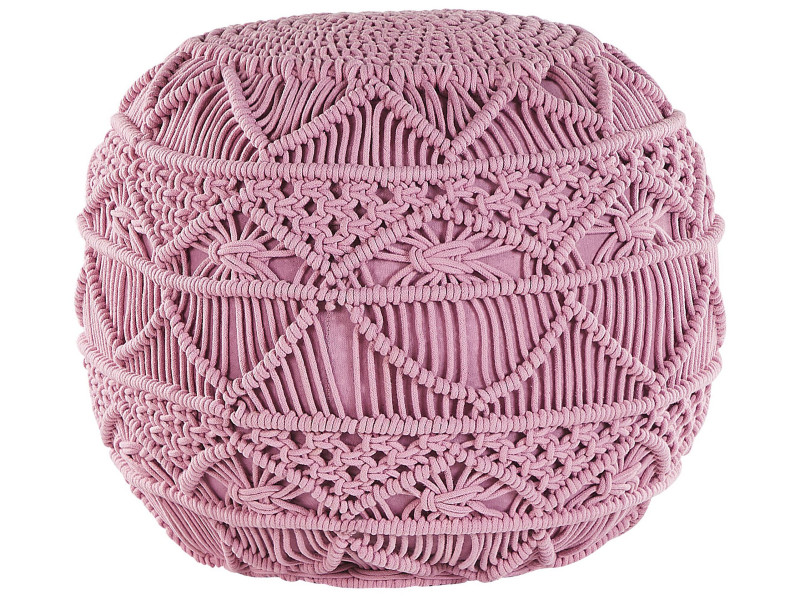 Puf Makrama bawełniany Różowy 40 cm 755801
