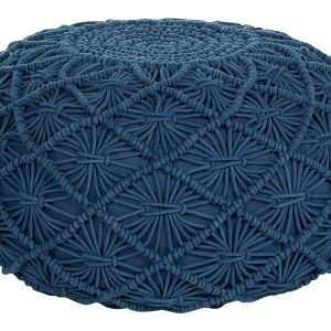Puf otomana bawełniana boho granatowa okrągła 77195 Puf otomana bawełniana boho granatowa okrągła 77195