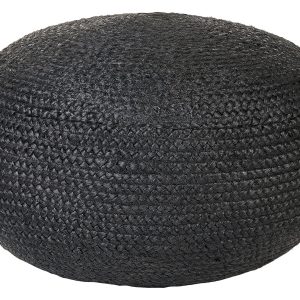 Puf otomana juta 45 x 45 x 30 cm okrągły czarny 60358 Puf otomana juta 45 x 45 x 30 cm okrągły czarny 60358