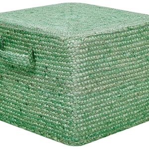Puf otomana juta 45 x 45 x 30 cm zielony 60437 Puf otomana juta 45 x 45 x 30 cm zielony 60437