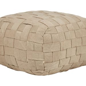 Puf pleciony ogrodowy 50 x 50 cm beżowa 448134 Puf pleciony ogrodowy 50 x 50 cm beżowa 448134