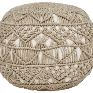 Puf pleciony ogrodowy 50 x 50 cm beżowy 448131 Puf pleciony ogrodowy 50 x 50 cm beżowy 448131