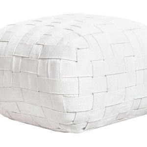 Puf pleciony ogrodowy 50 x 50 cm złamana biel 448133 Puf pleciony ogrodowy 50 x 50 cm złamana biel 448133
