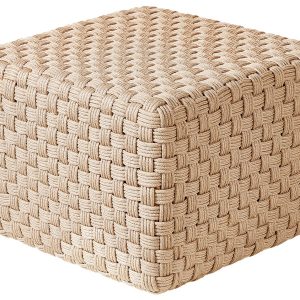 Puf pleciony ogrodowy materiał syntetyczny jasnobeżowy 372380 Puf pleciony ogrodowy materiał syntetyczny jasnobeżowy 372380