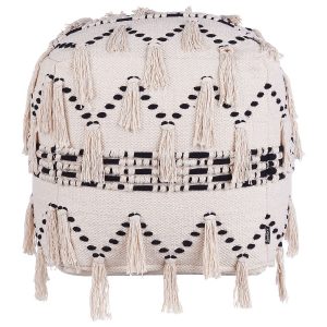 Puf podnóżek boho frędzle beżowy 60385 Puf podnóżek boho frędzle beżowy 60385