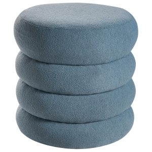 Puf podnóżek boucle 43 x 47 cm niebieski nowoczesny wygląd 784987 Puf podnóżek boucle 43 x 47 cm niebieski nowoczesny wygląd 784987