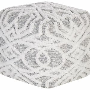 Puf podnóżek kwadratowy boho biało-szary 60509 Puf podnóżek kwadratowy boho biało-szary 60509