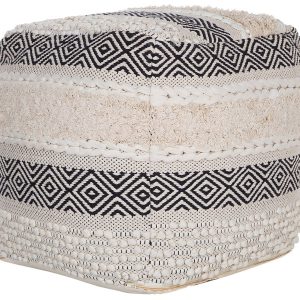 Puf podnóżek kwadratowy boho kremowy 115454 Puf podnóżek kwadratowy boho kremowy 115454