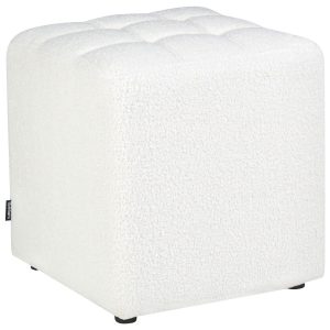 Puf podnóżek kwadratowy boucle biały 451117 Puf podnóżek kwadratowy boucle biały 451117