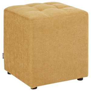 Puf podnóżek kwadratowy tapicerowany żółty 451105 Puf podnóżek kwadratowy tapicerowany żółty 451105