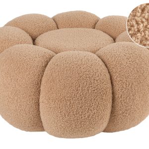 Puf podnóżek minimalistyczny boucle jasny brąz 597816 Puf podnóżek minimalistyczny boucle jasny brąz 597816