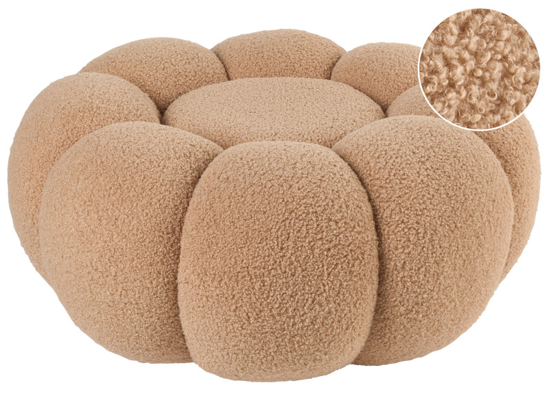 Puf podnóżek minimalistyczny boucle jasny brąz 597816
