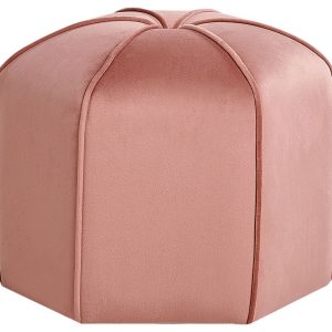 Puf podnóżek minimalistyczny welurowy różowy 443469 Puf podnóżek minimalistyczny welurowy różowy 443469