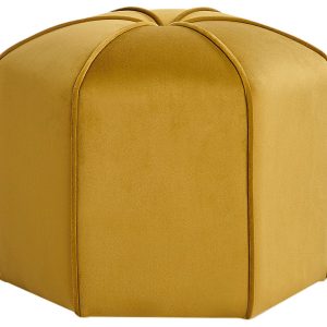 Puf podnóżek minimalistyczny welurowy żółty 443484 Puf podnóżek minimalistyczny welurowy żółty 443484