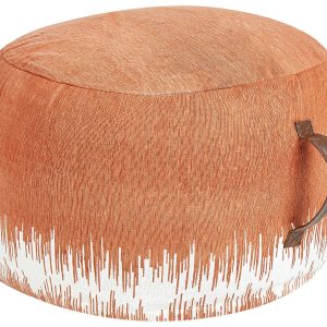 Puf podnóżek okrągły boho biało-pomarańczowy 451107 Puf podnóżek okrągły boho biało-pomarańczowy 451107