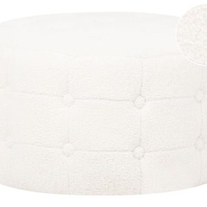 Puf podnóżek welurowy pikowany biały 60454 Puf podnóżek welurowy pikowany biały 60454