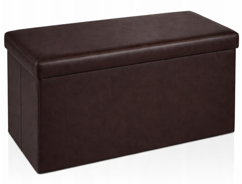Puf pufa składana siedzisko ze schowkiem 60x30x30 cm ekoskóra brąz 994833
