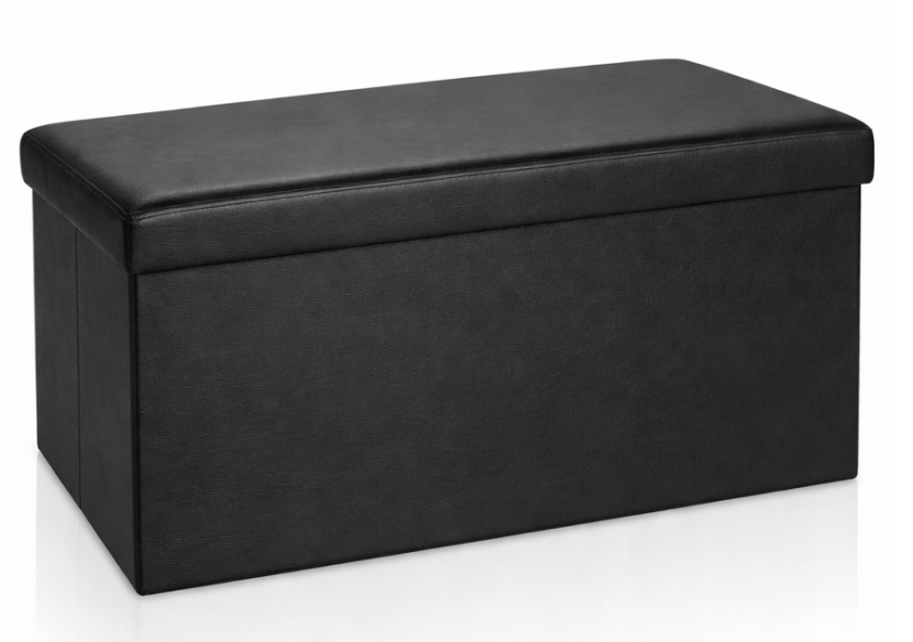 Puf pufa składana siedzisko ze schowkiem 60x30x30 cm ekoskóra czarny 994835