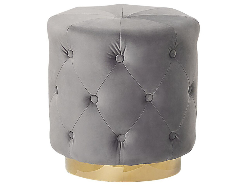 Puf welurowy 40 x 41 cm pikowany szary 139987