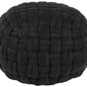 Puf welurowy pleciony 45×35 cm czarny 81603 Puf welurowy pleciony 45×35 cm czarny 81603