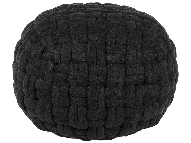 Puf welurowy pleciony 45x35 cm czarny 81603