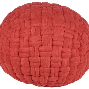 Puf welurowy pleciony 45×35 cm czerwony 60425 Puf welurowy pleciony 45×35 cm czerwony 60425