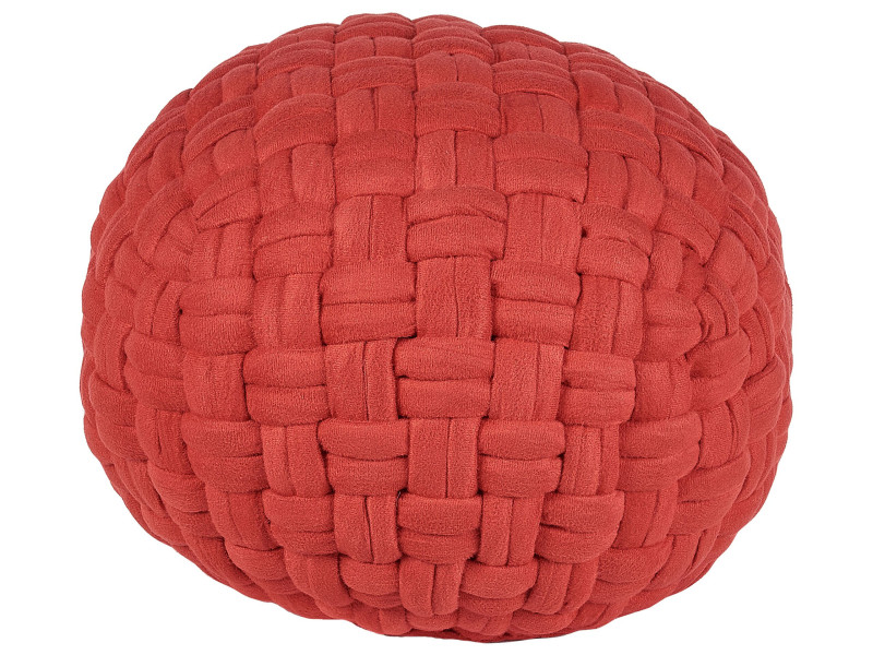 Puf welurowy pleciony 45x35 cm czerwony 60425