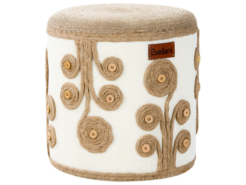 Puf z juty 40cm wypełnienie EPS biały z beżowym 443473