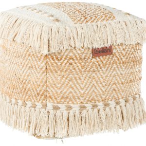 Puf z juty i bawełny 40x40cm kulki EPS beżowy 443485 Puf z juty i bawełny 40x40cm kulki EPS beżowy 443485