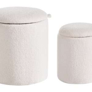 Puf ze schowkiem boucle złamana biel 659725 Puf ze schowkiem boucle złamana biel 659725