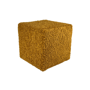 Pufa 40×40 cm kwadratowa ROLF baranek bouclé podnóżek musztardowa 795192 Pufa 40×40 cm kwadratowa ROLF baranek bouclé podnóżek musztardowa 795192