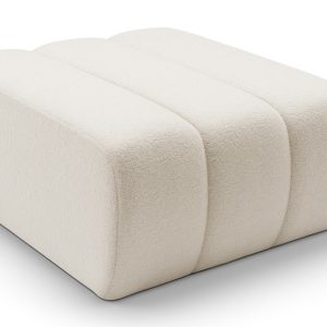 Pufa ALOO pikowana w tkaninie boucle Lambi, ecru 747829