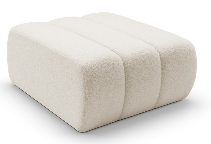 Pufa ALOO pikowana w tkaninie boucle Lambi, ecru 747829