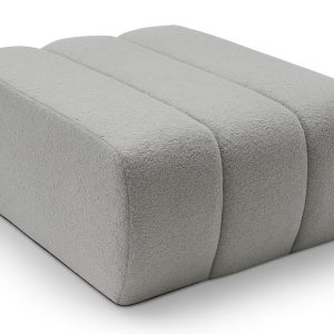 Pufa ALOO pikowana w tkaninie boucle Lambi, jasnoszara 747831