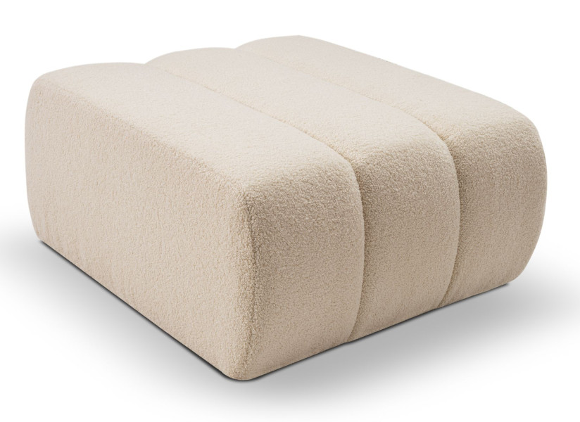 Pufa ALOO pikowana w tkaninie boucle Lambi, kremowa 752382
