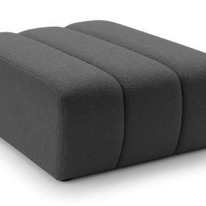 Pufa ALOO pikowana w tkaninie boucle Lambi, szara 752383