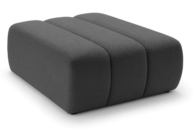 Pufa ALOO pikowana w tkaninie boucle Lambi, szara 752383