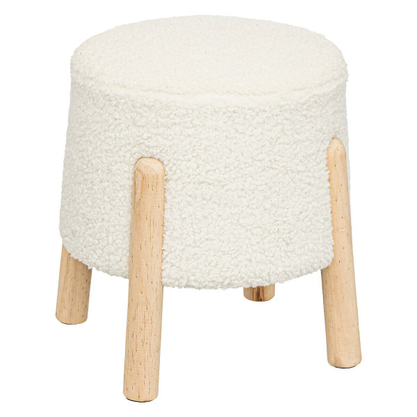 Pufa baranek z sosnowymi nogami BOUCL, 41 x 35 x 41,5 cm 438892